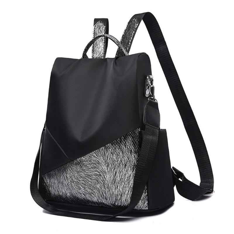 Multifonction Anti-vol voyage sacs à dos femmes sacs d'école sac à dos décontracté Oxford tissu Style sac à dos épaule haut-poignée sacs: Black