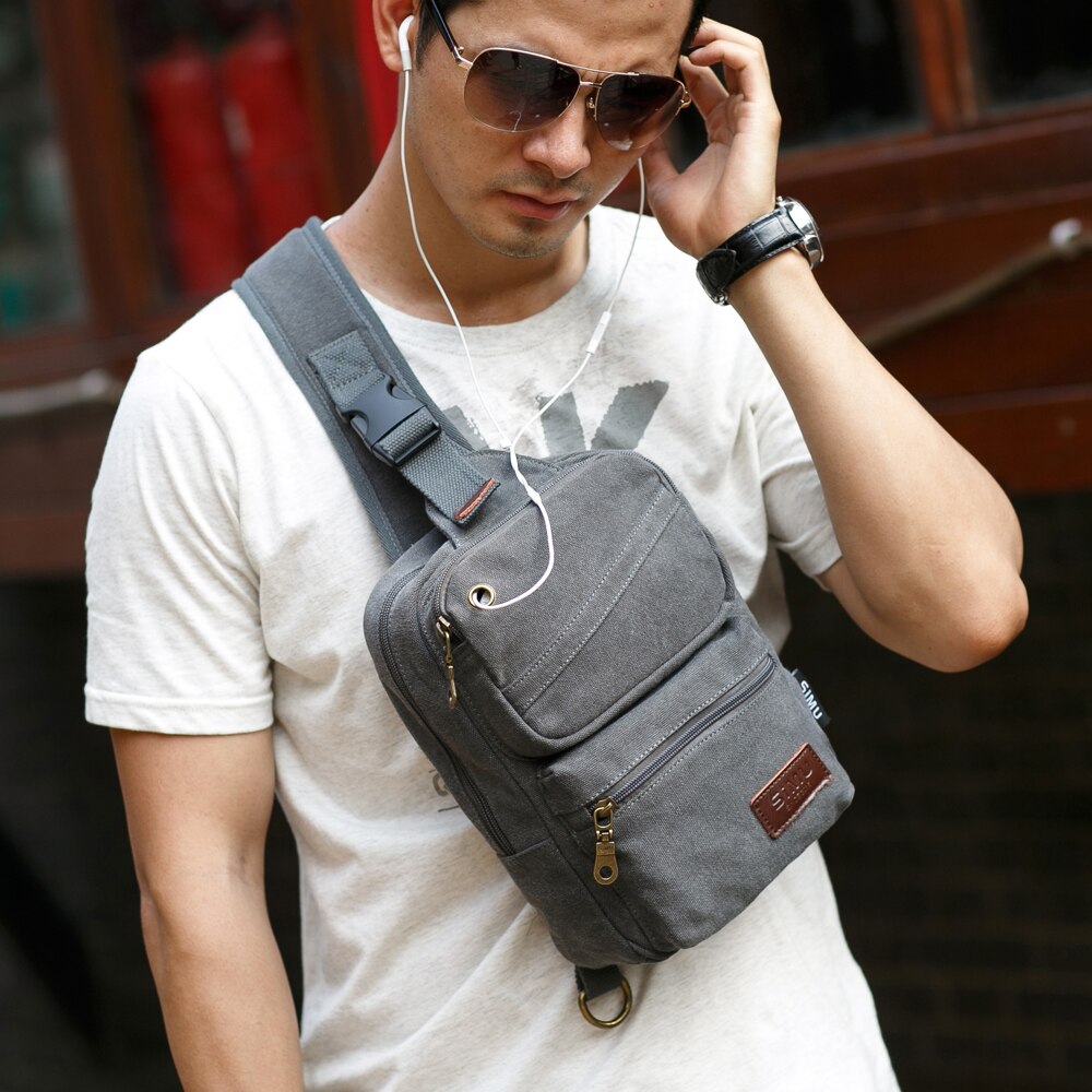 Hoge Capaciteit Borst Tas Voor Mannen Mannelijke Canvas Sling Bag Casual Crossbody Tas Voor Korte Reis Man Schoudertas