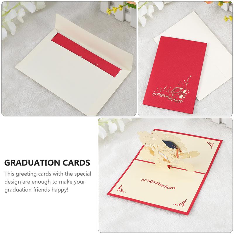 2Pcs 3D Greeting Cards Congratulations Blessing Cards Graduation Hollow Tree Greeting Cards