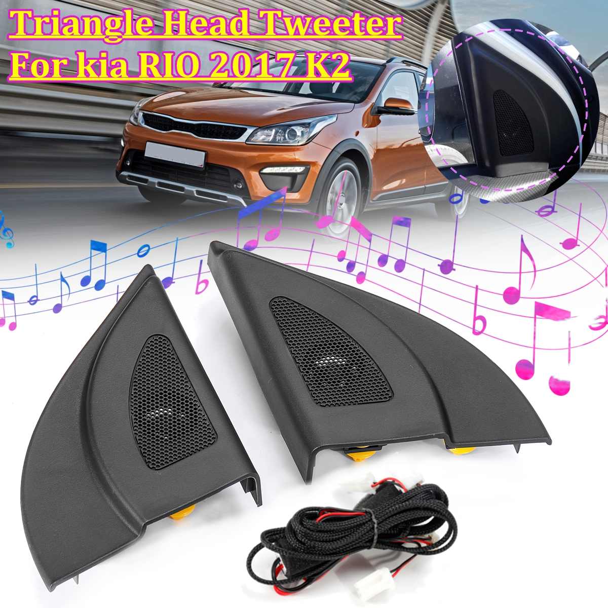 Par de altavoces de trompeta altavoz, Tweeter de cabeza triangular delantera, Althorn, con cable, color negro, para Hyundai Solaris