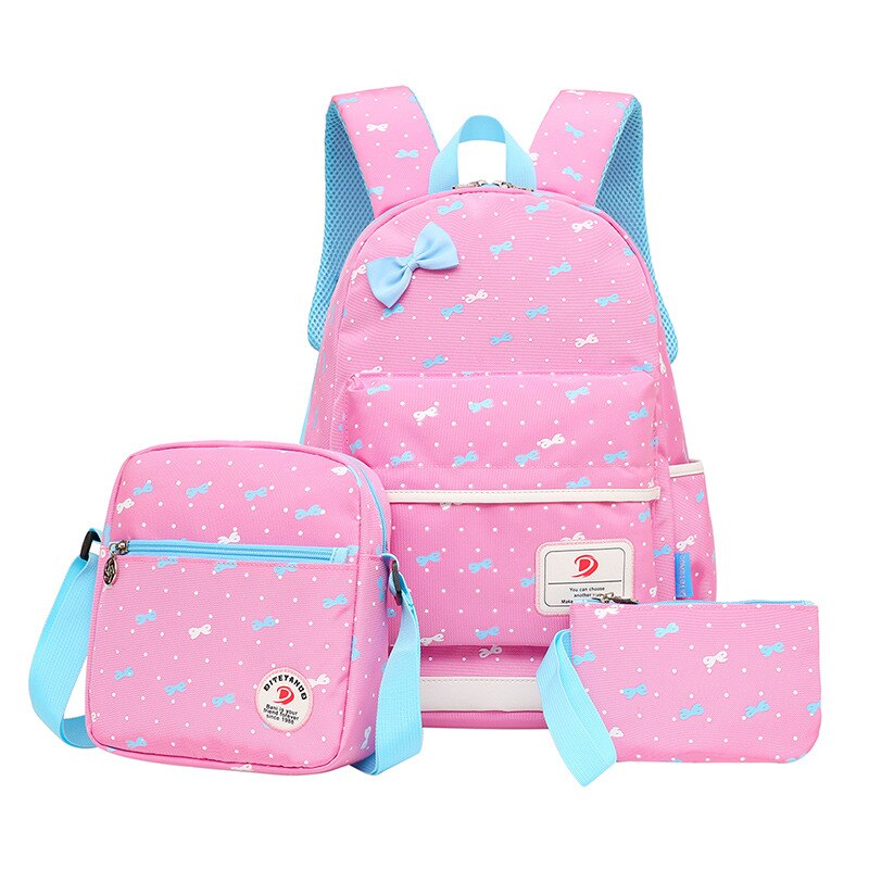 3 Pecs/Set Mode Boog Gedrukt Orthopedische School Tassen Voor Tienermeisjes Schooltas Voor Primaire Student Zoete En Leuke rugzak