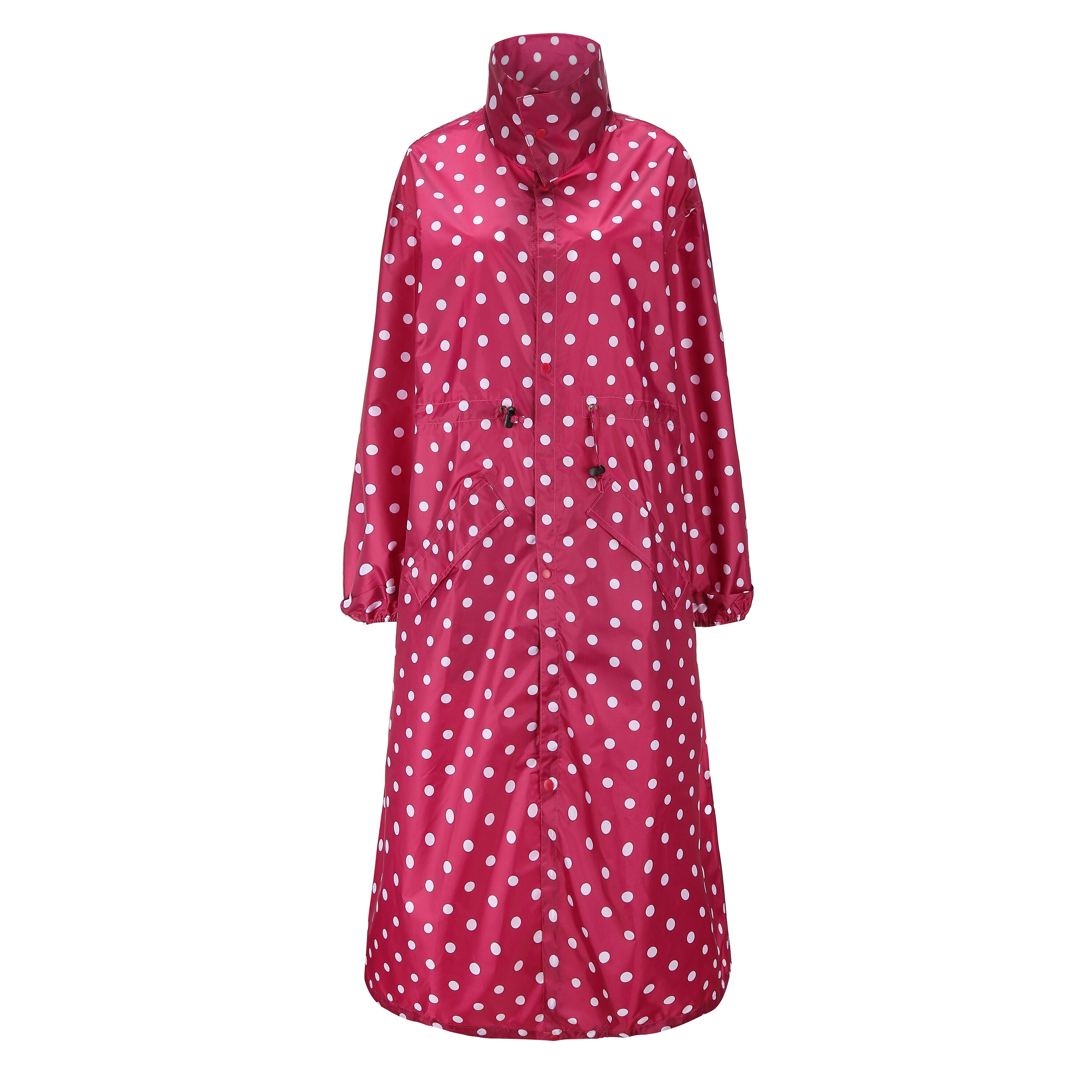 Grote maat lange regenjas dames heren regenponcho hoes ondoordringbare capa de chuva regenjas met capuchon outdoor tour regenjas jas: Rode stippen / Xl