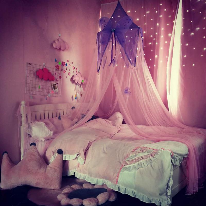 Romantic Pink Round Mosquito Lace Net For Baby Hung Dome Bed Dome Tents Baby Adults Ceiling Hanging Canopy Decor