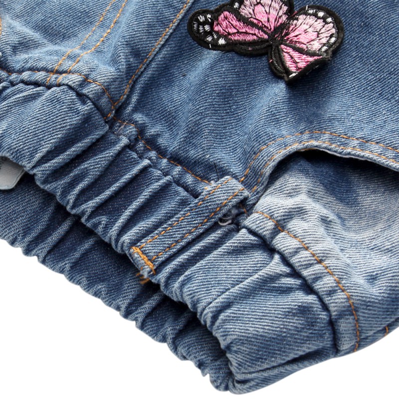 Baby piger sommerfugl broderi denim jeans bukser bukser til børn piger afslappet jeans leggings forår efterår bukser