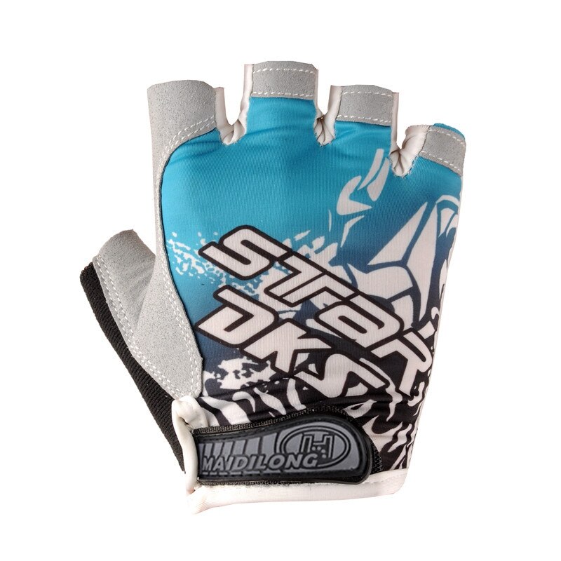 ZOUZHAN cycling gloves half-finger summer outdoor sports fitness non-slip bicycle men and women ice silk: Blue / M