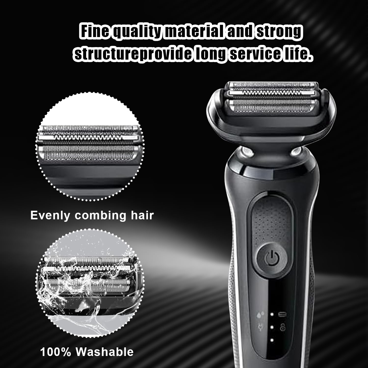 53B-serie 5/6 vervangende kop compatibel met Braun elektrisch scheerapparaat scheerapparaat 5018s, 5020s, 5031s, 5050cs, 6020s, 6072cc, zwart