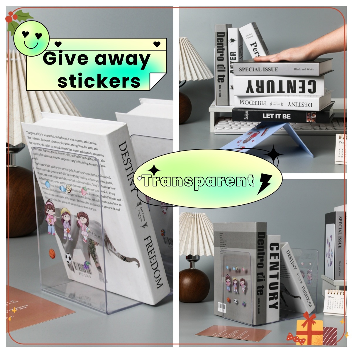 2-delige L-vormige boekenstandaard Bureauboekstandaard voor leren Desktop Boekenstandaard Boekclip Creatieve boekensteun in stijl: green