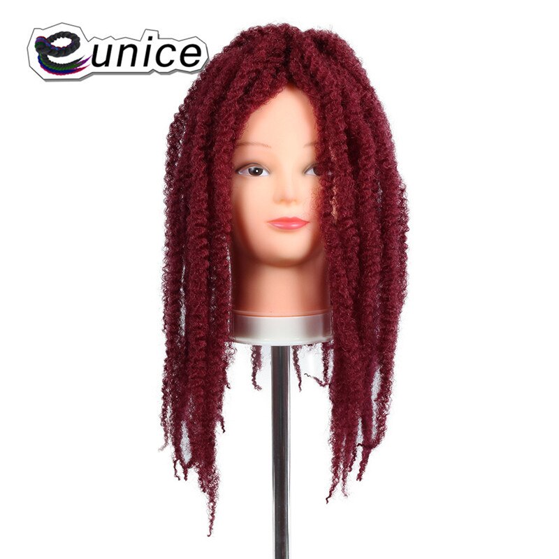 Eunice rubia 613 mechones pelo trenzado sintético para las mujeres con Africana trenzas Marley 18 "3 paquetes Ombre Afro rizado a granel: #BURGUNDY