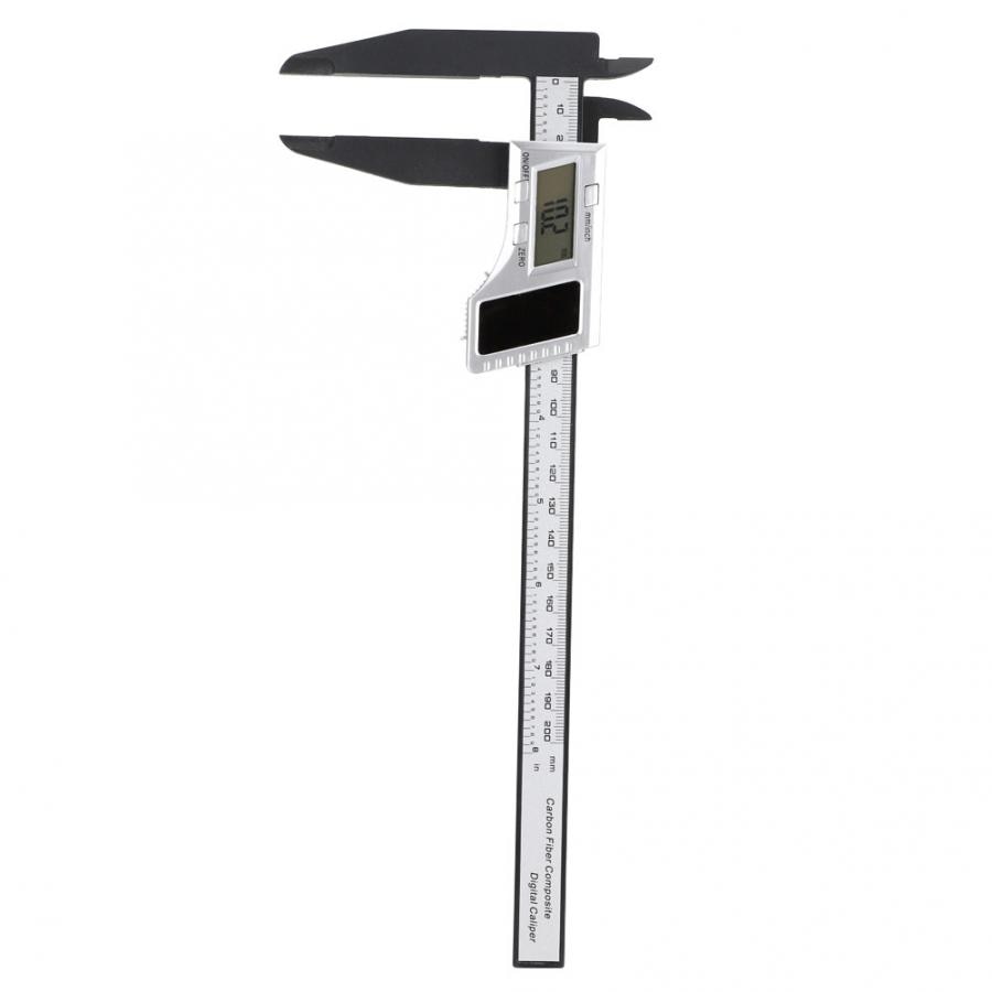 Calibre Digital de 200mm regla de fibra de carbono de energía Solar con herramienta de medición de mandíbula larga de 75mm