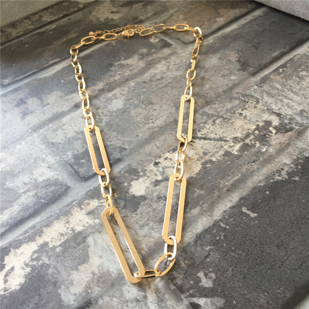 Modern Novelty Special Chain Linked Dainty Necklace Tiny Chain T bar O bar Enclosure Collar Chain For Women Girl: N27200