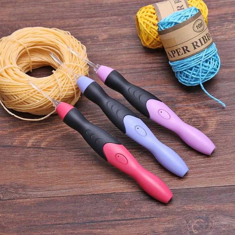Ganchos de ganchillo 9 en 1 con luz, agujas de tejer, recargables por USB, herramientas para tejer, accesorios de costura para suéter