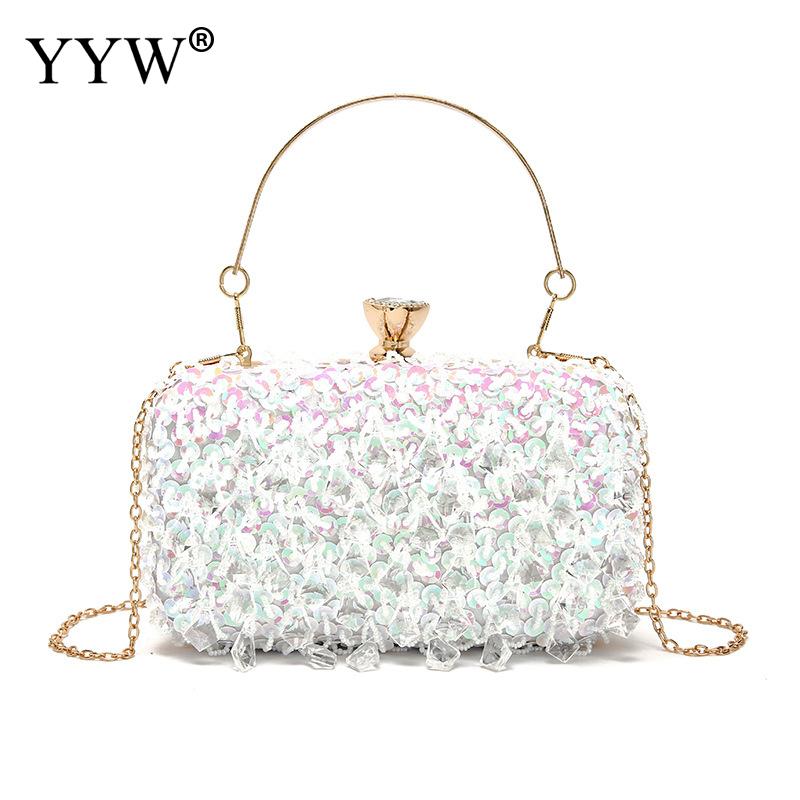 Women Evening Clutch Bag Glitter Wedding Purse Party Handbag Beaded Ladies Sequin Clutches Chain Crossbody Shoulder Bags