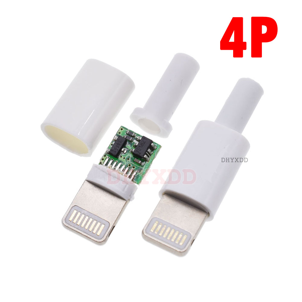 4Pcs Lightning Dock Usb Plug Met Chip Board Mannelijke Connector Lassen Data Otg Line Interface Diy Data Kabel Voor iphone: Donkergrijs