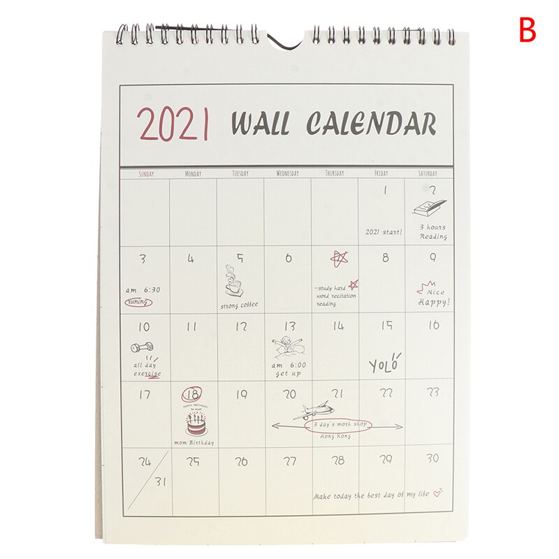 1PC Wall Calendar Agenda Organizer Home Office Hanging Wall Calendar: B