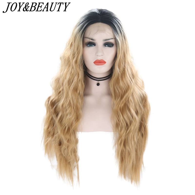 Alegria & beleza 26 "preto bege cinza marrom natural onda de água cabelo feminino maquiagem festa de casamento presente sintético rendas frente perucas diárias