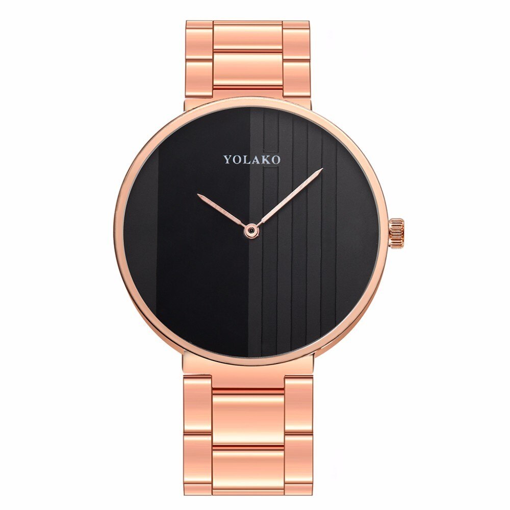 Roségouden dameshorloges, eenvoudig dameshorloge, luxe dameshorloge, damesarmband, reloj mujer, klok, relogio feminino: Roségoud zwart