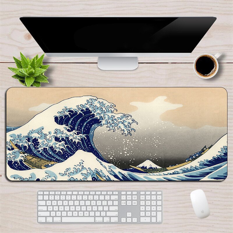 Large Gaming Mouse Pad Japan The Great Wave of Kanagawa Computer MousePad Gamer Rubber XL Speed Notebook Keyboard Desk Mat