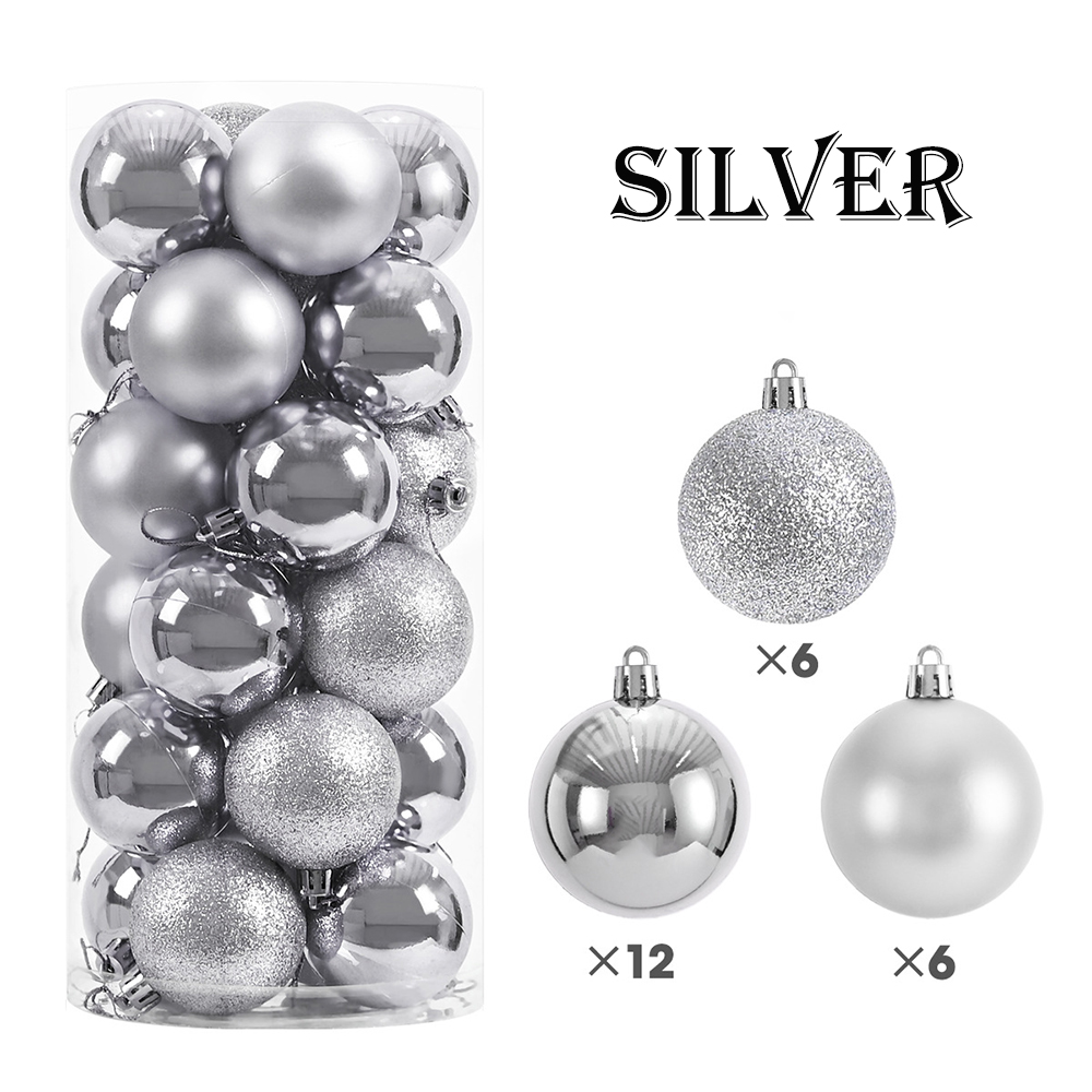 3/4cm 24 . røde grønne julekuler pynt jul juletrekuler dekorasjon hengende anheng ball år navidad dekor: Lysegrønn / 4cm