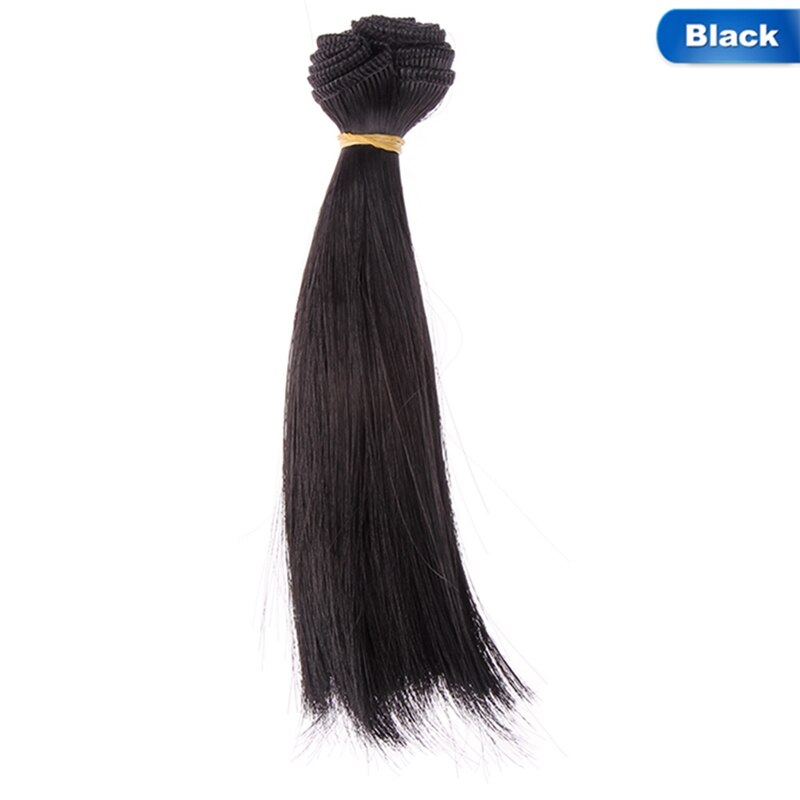 1pcs 15*100cm Doll Accessories Straight Synthetic Fiber Wig Hair For Doll Wigs High-temperature Wire: BK