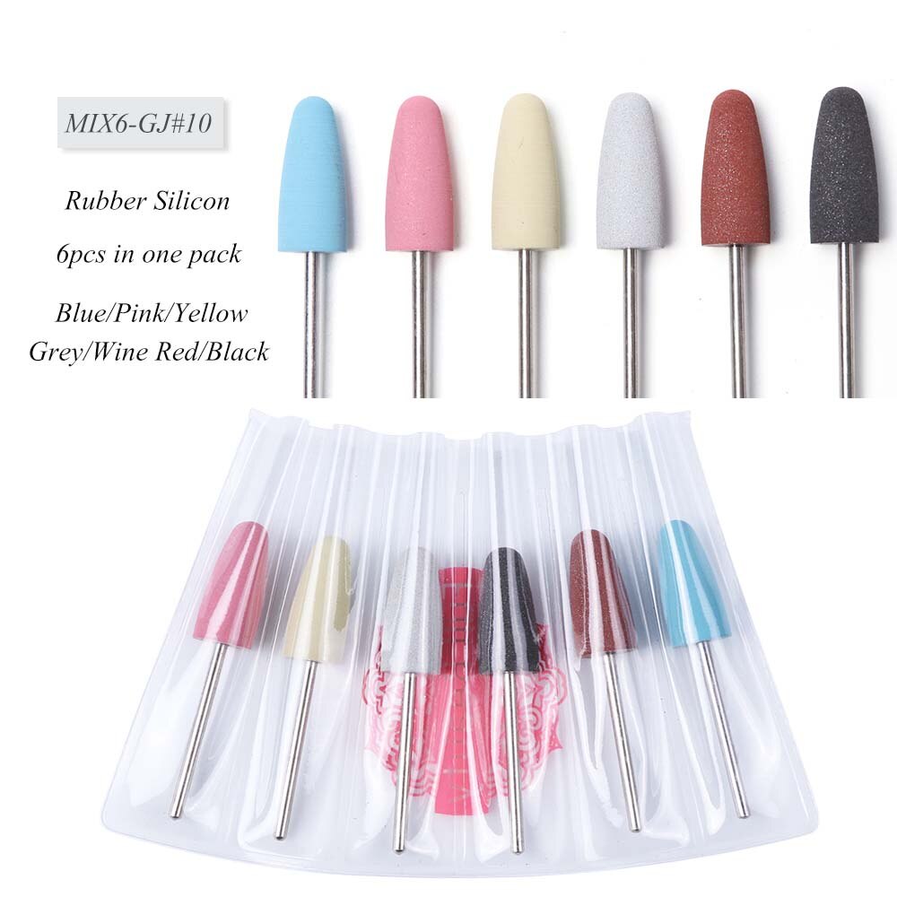 1 st 7 färg polerare buffert nagelborr silikon kuspidal elektriska nail art verktyg fräs för manikyr chgj 01-1: Blanda 6- gj10