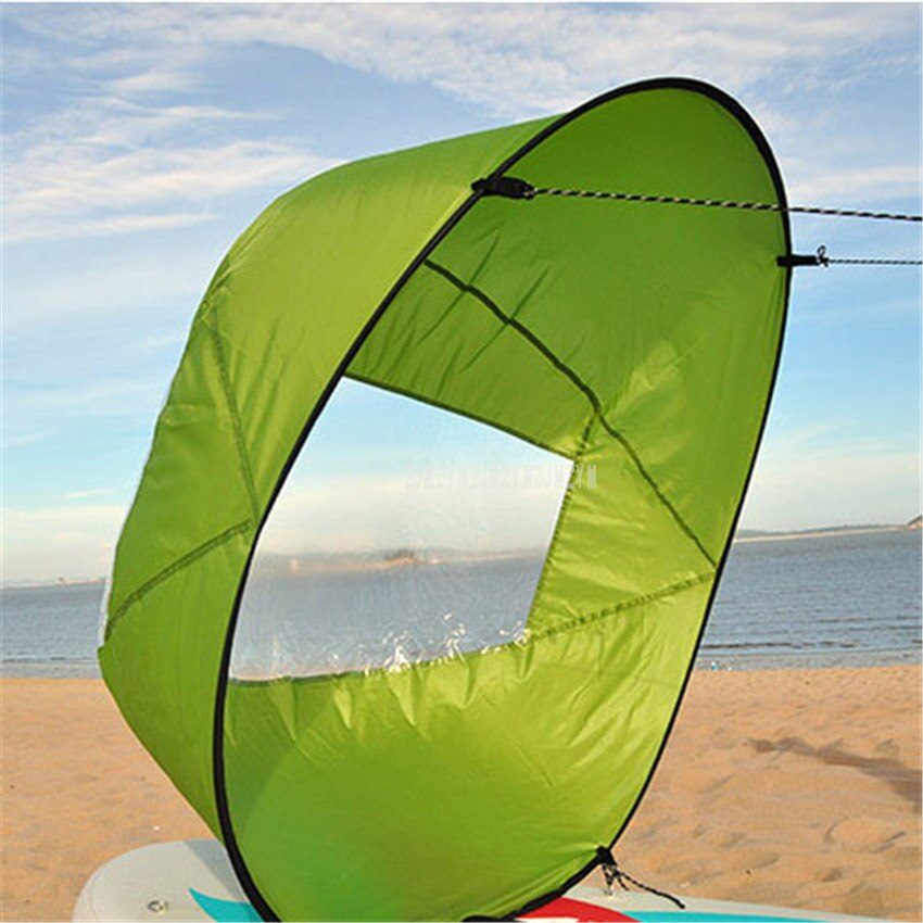 Bote de remos plegable de tamaño grande de 42/108cm para Kayak, vela de viento descendente, remo de canoa con ventana transparente, accesorio para barco a la deriva: Verde