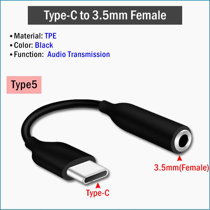 Adattatori USB per Samsung Galaxy S21 S22 Ultra Plus 5G tipo C OTG cavo di ricarica connettore USB-C a 3.5mm convertitore Jack Audio: Type5