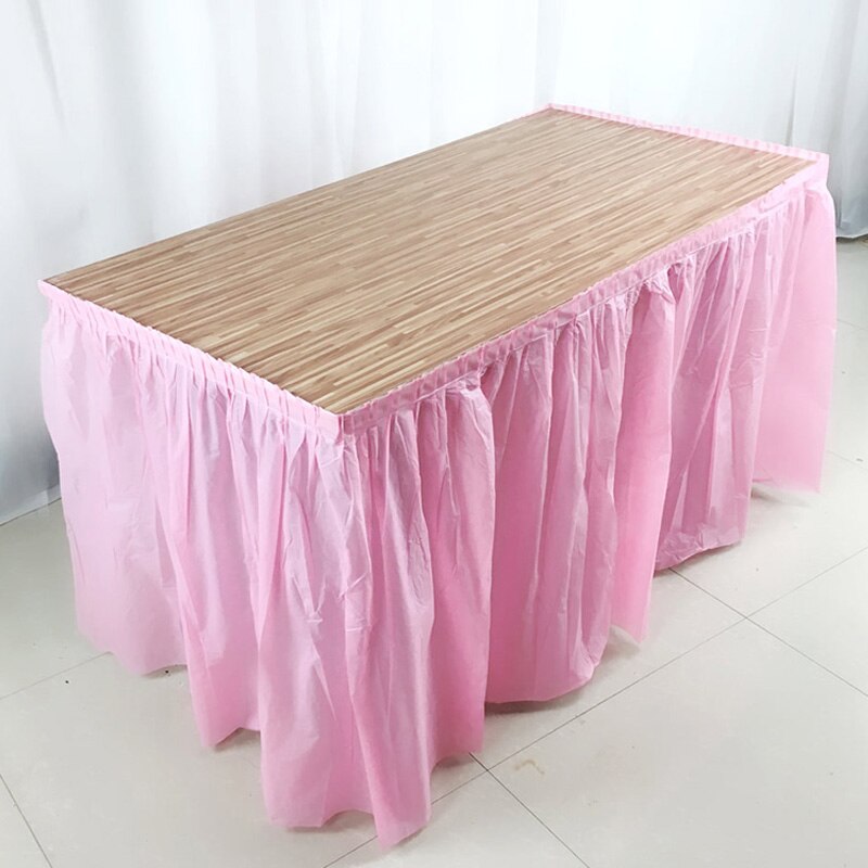 Solid Color Disposable Plastic Table Skirt Baby Shower Birthday Party Outdoor Wedding Party Table Skirt Table Decoration