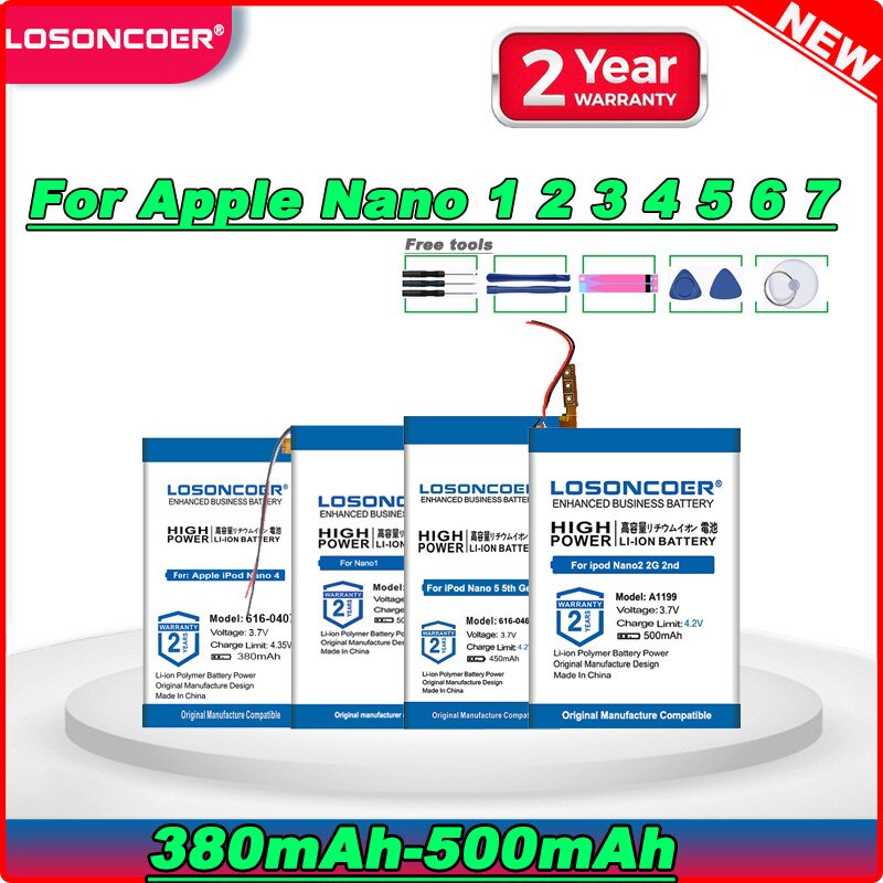 500Mah 616-0337 Batterij Voor Apple Ipod Nano 3 3G 3rd 3Gen Generatie 3TH A1236 1 2 a1199 4 5 5th 6 6th 7 7th A1446 Batterij