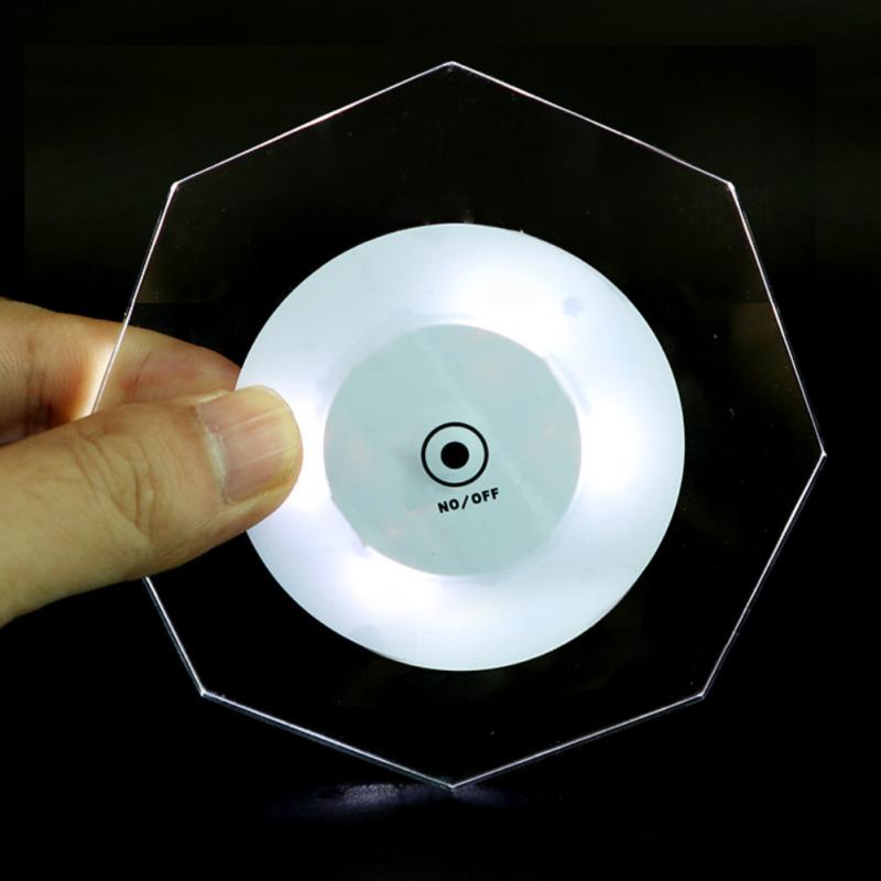 LED Coaster For Bar Table Decoration Accessories Acrylic Bar Cocktail Flash Base LED Mats Crystal Ultra-Thin LED Light Coaster: 01 white light
