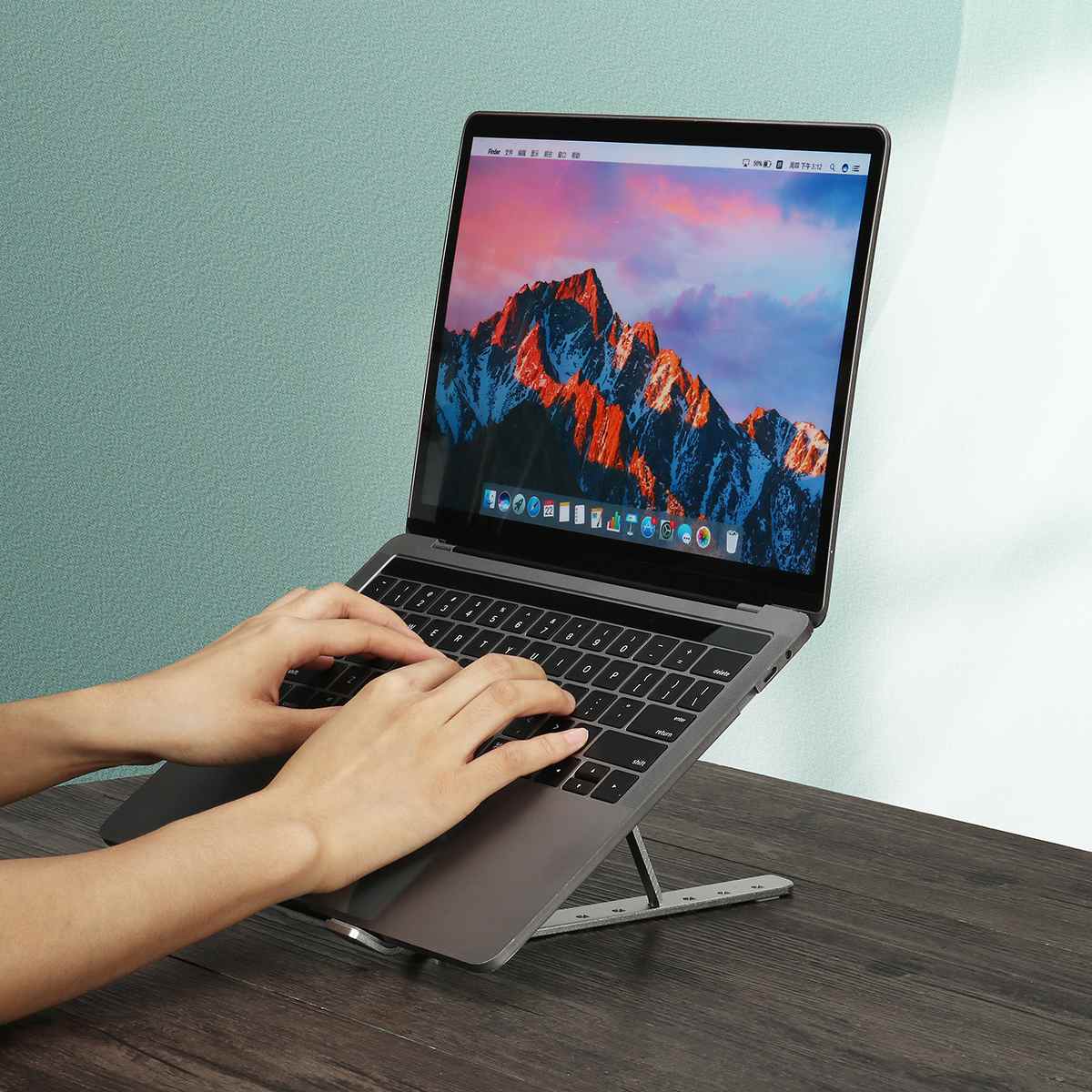 Supporto computer portatile con Ventola Di Raffreddamento Portatile Pieghevole Del computer Portatile Scrivania Regolabile in Lega di Alluminio Letto taccuino Dissipazione Del Calore Del Supporto Del Basamento