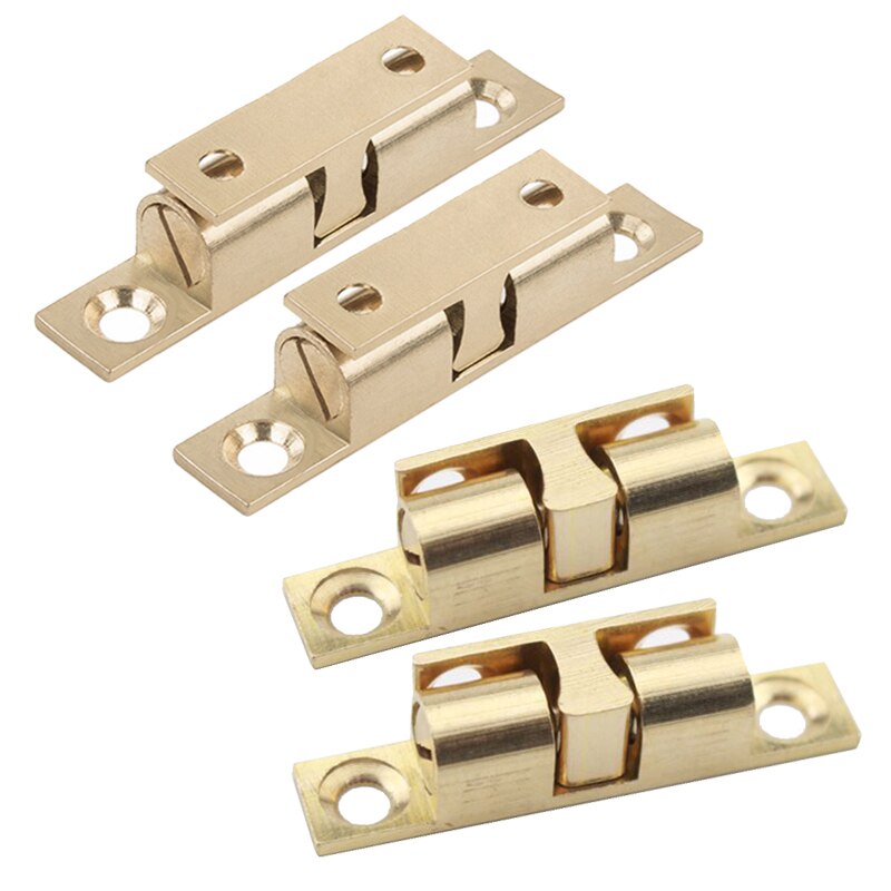 4Pcs 60mm Brass Double Ball Catch Cabinet Door Latch All Copper Touch Beads Lock Door Spring Clip Cabinet Door Catches