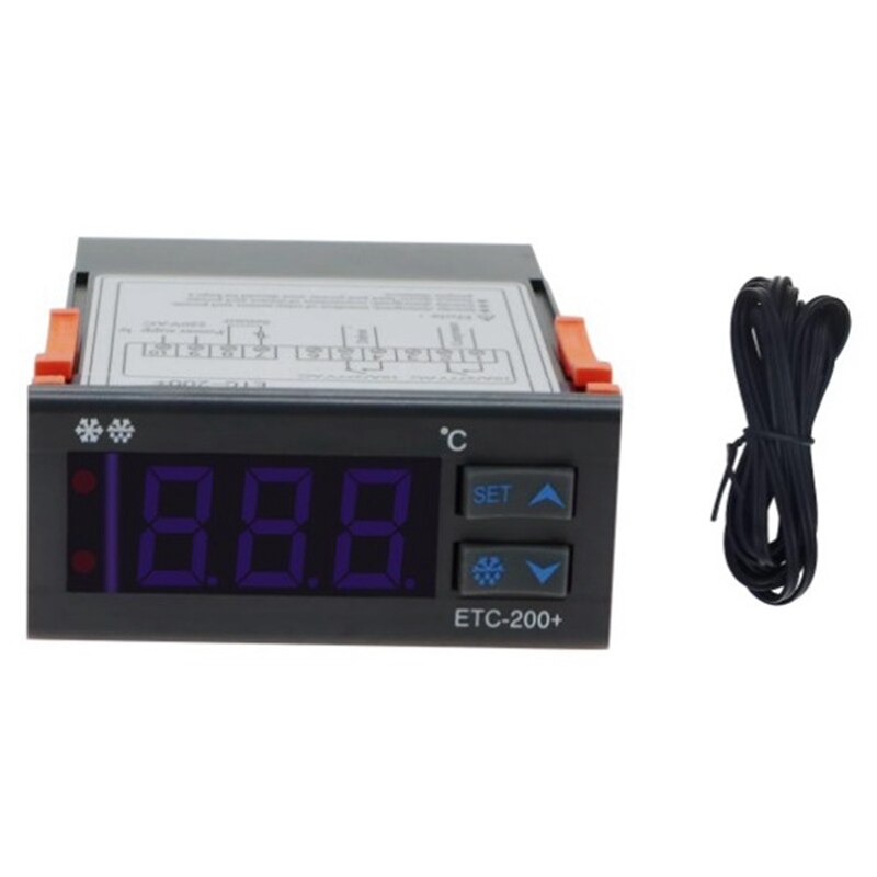 ETC-200+ Mini Temperature Controller Microcomputer Thermostats Digital Thermostat Refrigeration Defrosting Alarm 220V