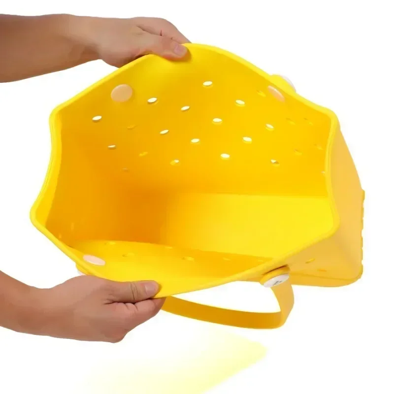 Bolsa de playa grande EVA, cesta de almacenamiento impermeable para piscina, de verano para mujer, bolso de hombro tipo shopper, bolso de playa de gelatina, bolso de mano Croc
