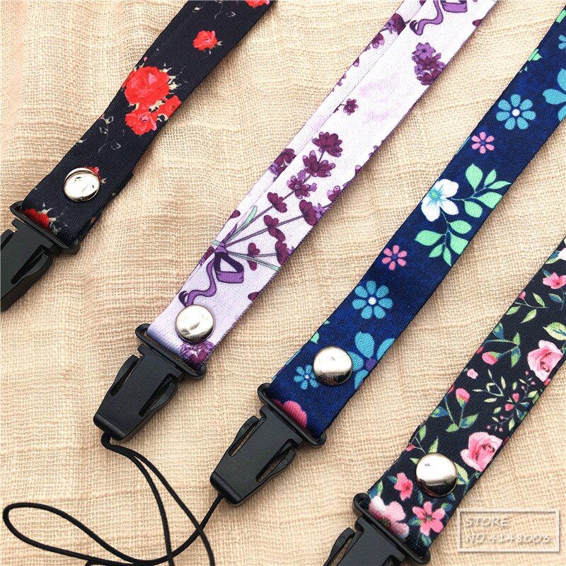 Cordón de flores, correa de cuello para llaves, tarjeta de identificación, correas de teléfono móvil para Huawei sujección de insignia y USB, cordón de cuerda para colgar DIY