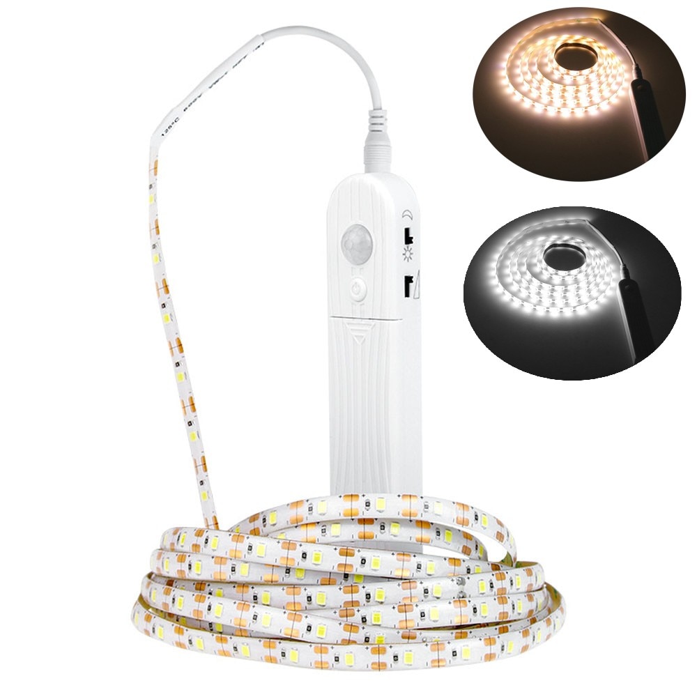 PIR ruch czujnik doprowadziło łóżko oświetlenie nocne robić szafy 1M 2M 3M możliwość przyciemniania elastyczna taśma doprowadziło lampa zasilanie bateriami AAA robić szafy schodowej