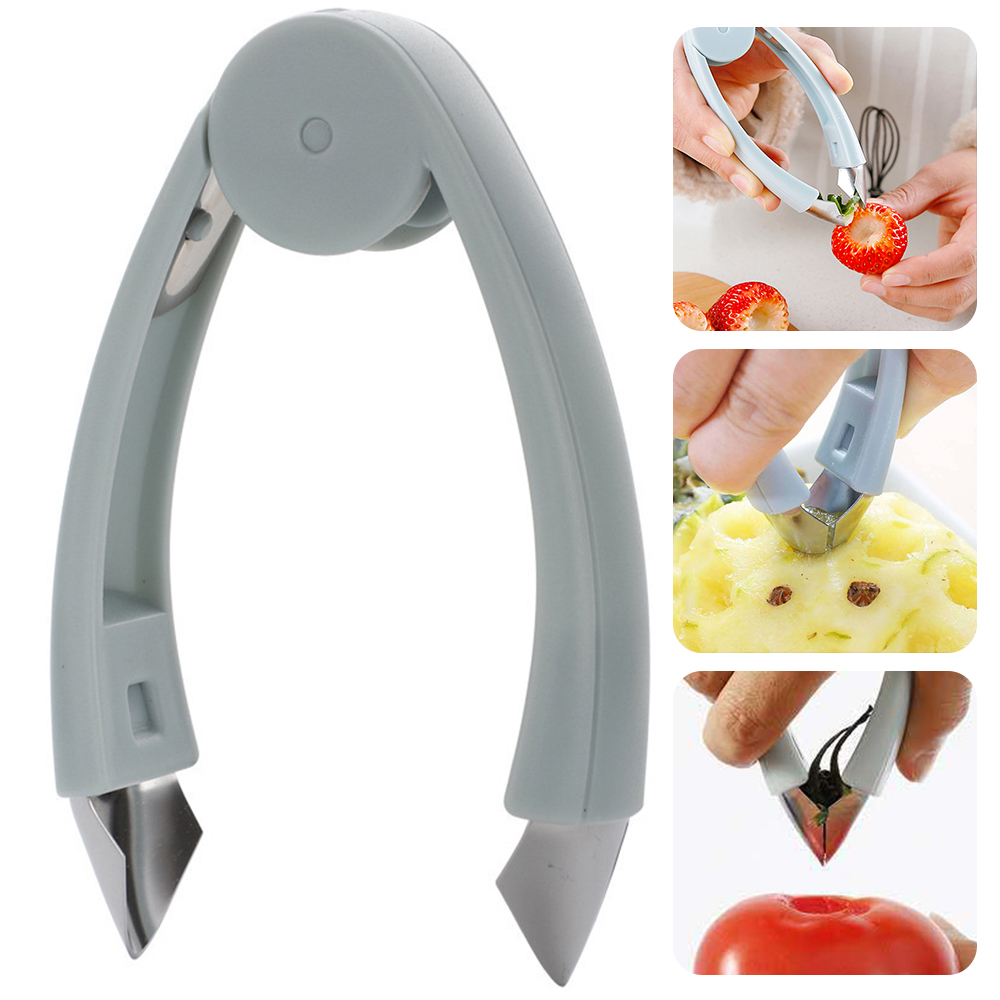 Rvs Pedicle Remover Stem Picker Ananas Eye Dunschiller Remover Clip Aardbei Tomaat Plukken Mes Thuis Keuken Tool: Blue