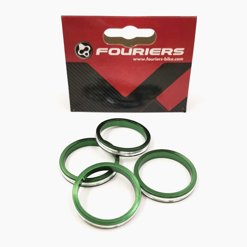 Fouriers mtb cykel gaffel spacer cykel vaskemaskine 28.6 mmx 34mm vaskeraluminium hoved 5mm rør vaskemaskine cykel tilbehør: Grøn