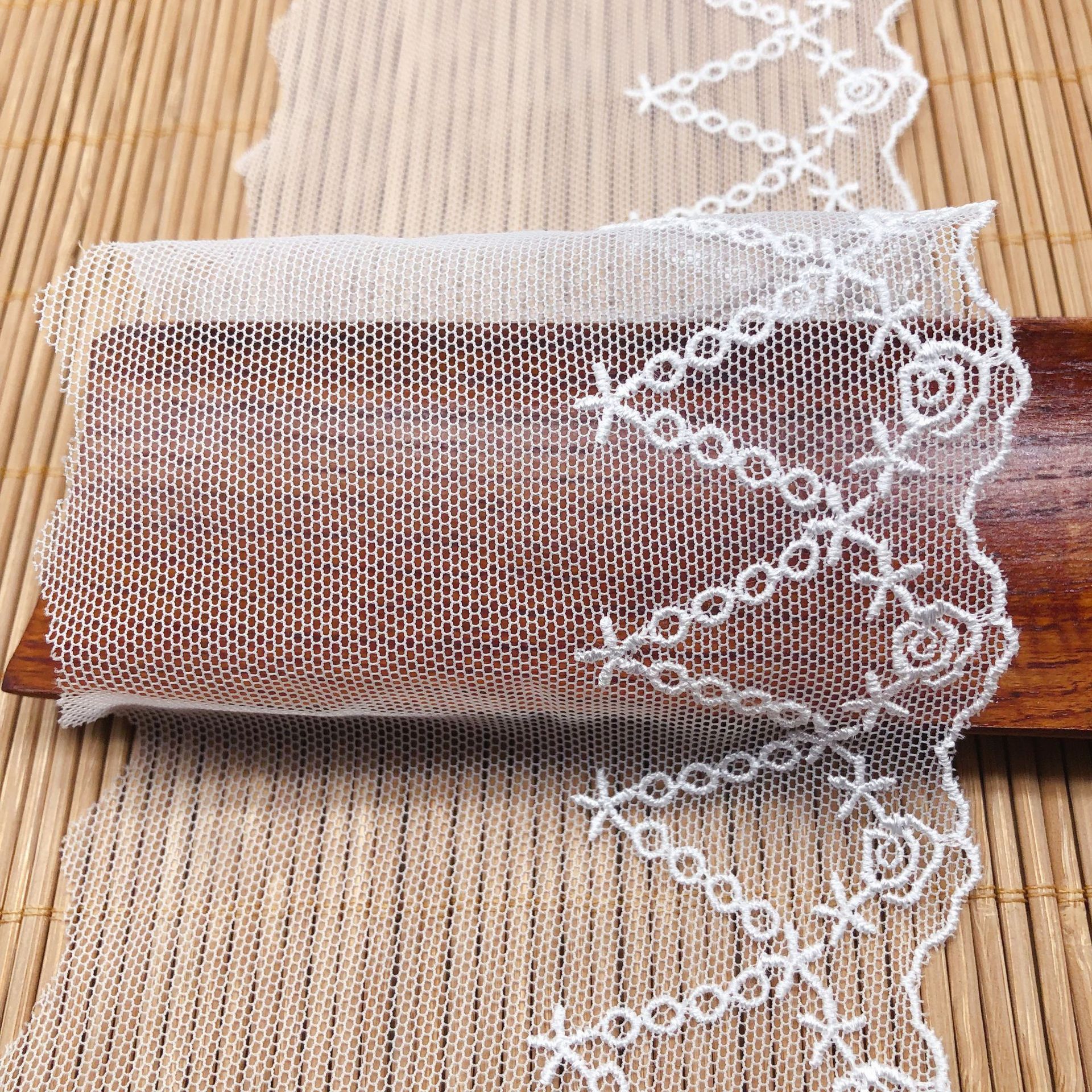 Accesorios de ropa para novia, velo de boda, tejido de costura, malla de cintas de encaje, bordado, estrella de encaje, de flores, Lolita