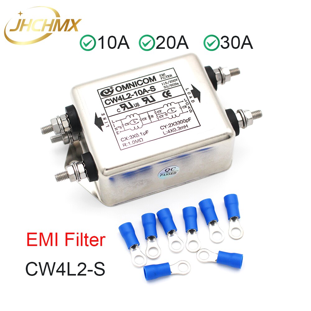 JHCHMX EMI Filter Eenfase Dubbele-sectie CW4L2-10A20A/30A-S 220V 50/60HZ voor Co2 Lasersnijmachines