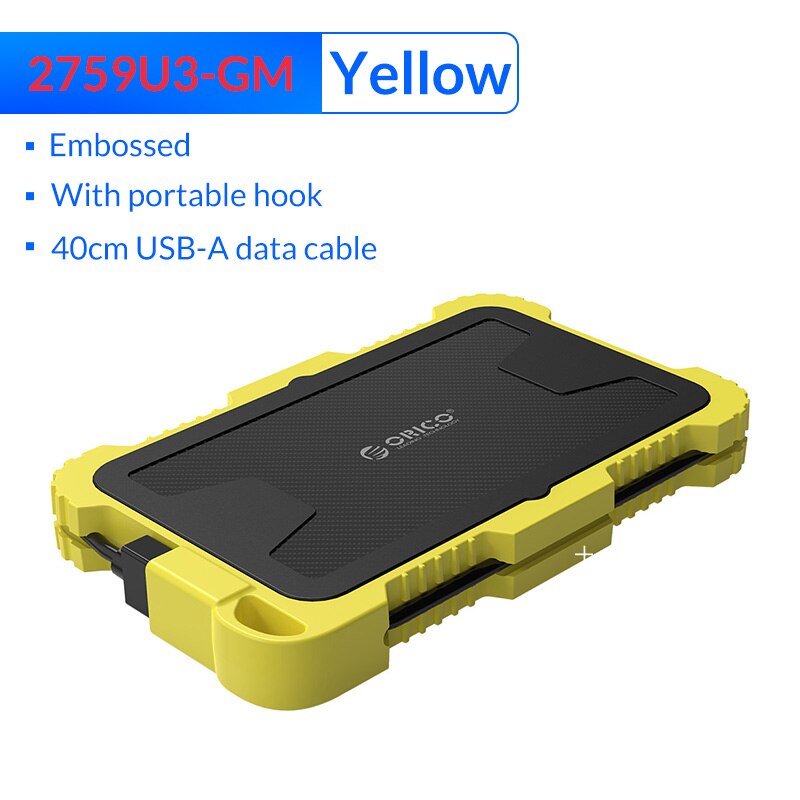ORICO 2.5 Encrypted Hard Drive Enclosure SATA to USB 3.0 HDD Case UASP Waterproof Shockproof Dustproof Encrypted HDD Box: 2759U3-GM