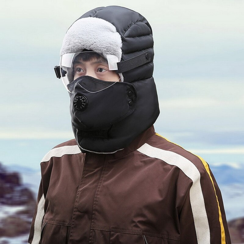 nouvelle casquette chaude hiver hommes originale hiver chapeaux pour femmes enfants imperméable à l'eau avec des lunettes Cool cagoule