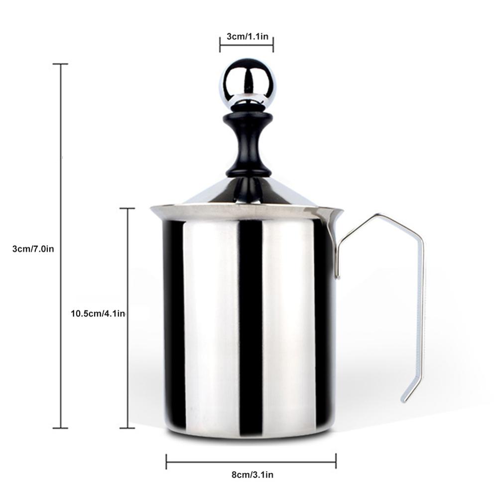 Espumador de leche Manual Original de 500ML, de acero inoxidable, doble malla, jarro de leche, Espumador de café de malla de espuma