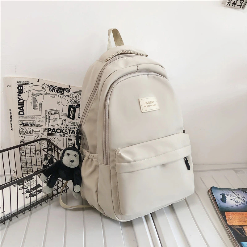 Mochila de Color liso para mujer, bolso de libros universitario con múltiples bolsillos, mochilas informales para ordenador portátil, mochila escolar para hombres y adolescentes, mochilas escolares para niñas: Oro