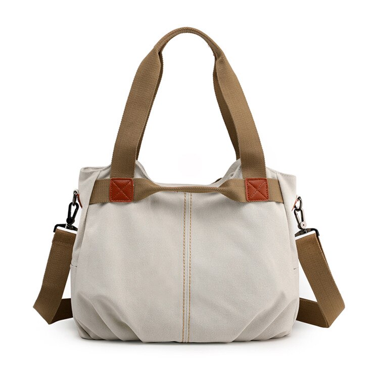 13 kleuren Mode Vrouwen Canvas Handtassen Messenger Tassen Vrouwelijke schoudertassen Dames Crossbody Tote Bag Bolsas: Beige