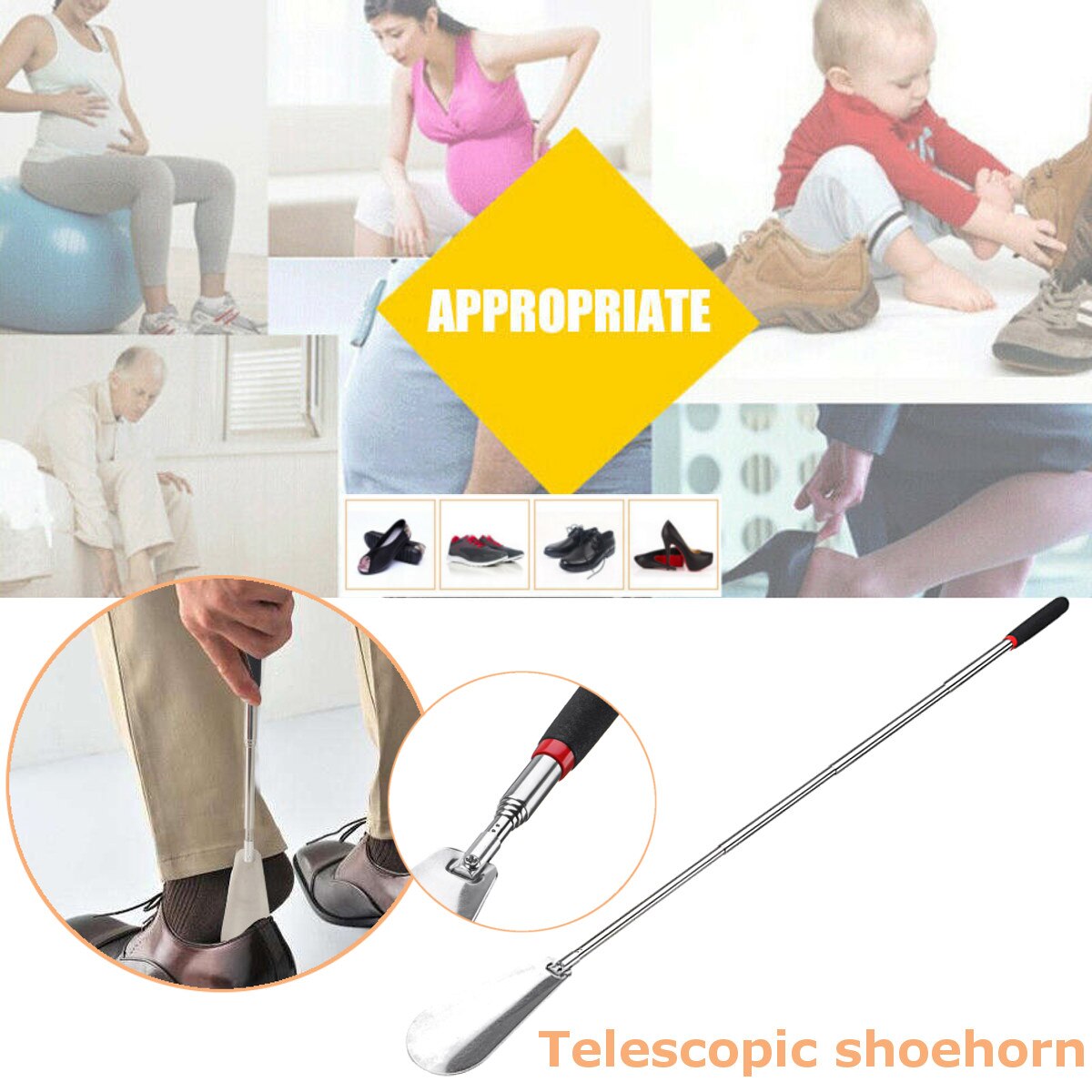 1 Piece Stainless Steel Shoe Horn Long Handle Shoehorn Shoe Horn Lifter Shoes Spoon Portable Shoes Remover Durable Home