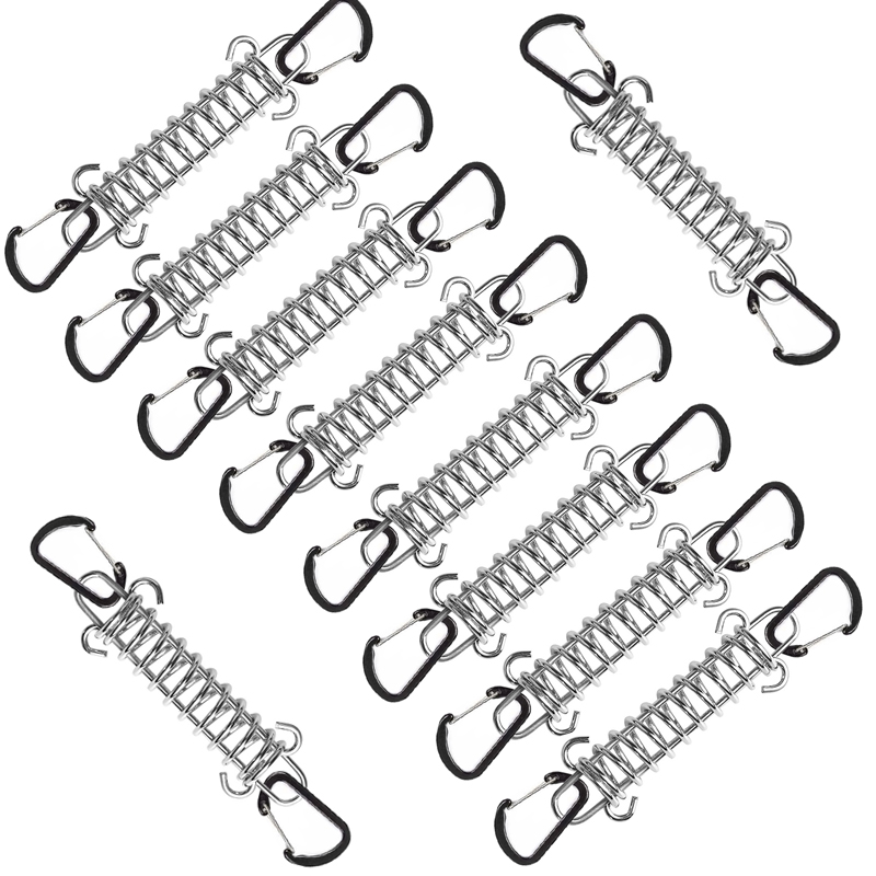 Corde à vent de tente en acier avec ressort, tendeur de tente, chevilles de pont de camping, clips de mousqueton, tendeur d'auvent, crochet de partenaires, ensemble de 5 pièces, ensemble de 10 pièces: plum