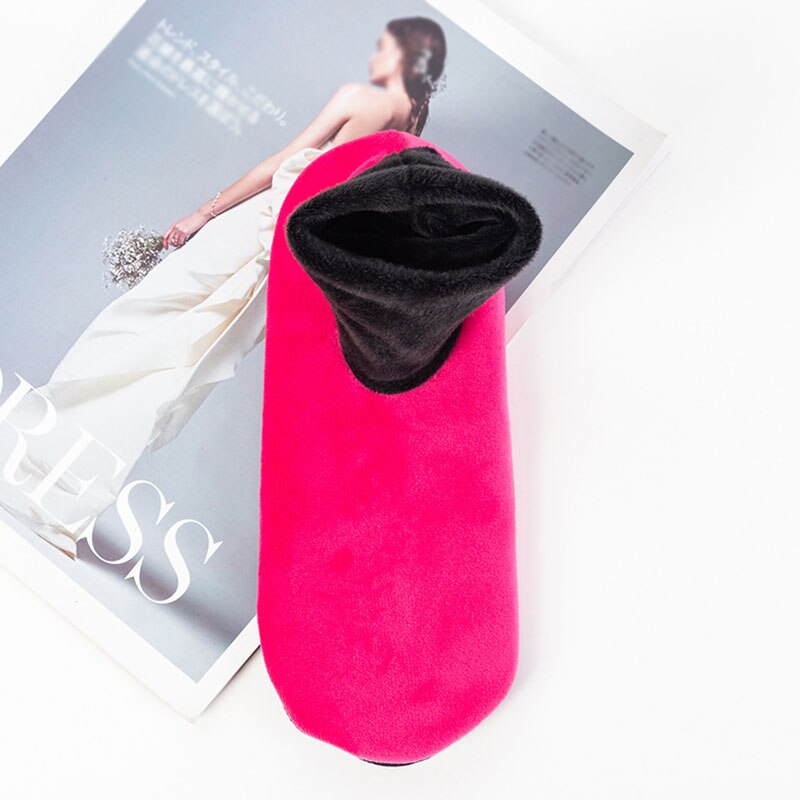 Winter unisex thuis bed sokken warme dikke sokken pure kleur antislip korte sokken pure kleur vloer pantoffels sokken dames yoga sokken: Rozenrood