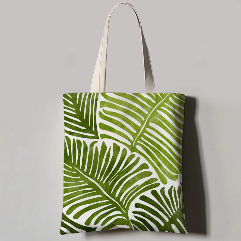 Turtle Leaf Tropical Plant Printed Tote Bag For Women Canvas Bag Ladies Shoulder Bag Outdoor Casual Tote Foldable Shopping: 6