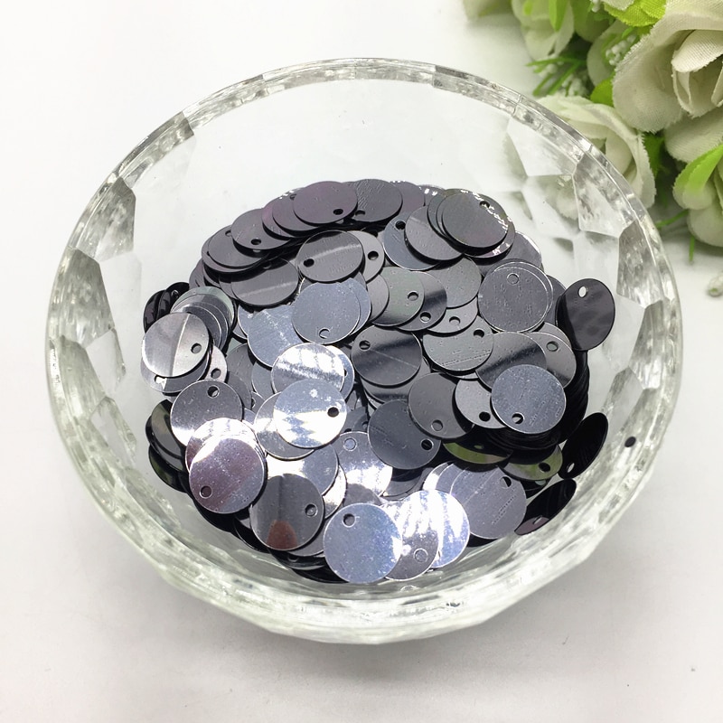 Ca. 350 stks (10g) 10mm Ronde Pailletten Losse Pailletten Paillette Naaien Voor Wedding Craft Doek Cap Woondecoratie #13 Deep Grey