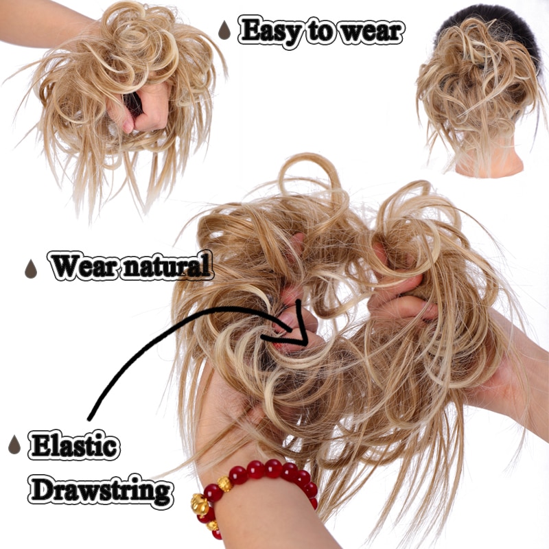 XUANGUANG-Chignon à Donut synthétique élastique | Chignon de coiffure Scrunchie décoiffé, chignon de coiffure de neuf couleurs pour choots